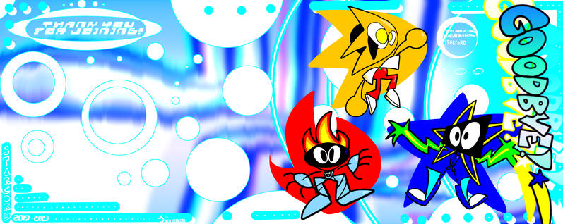 (11/22/2023) art for when i archived my old personal discord server, i put everyone's pfps besides mine under the thank you for joining text, but i removed them here since some pfps were people's actual faces and idk if they'd want that elsewhere lol