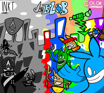 (1/30/2024) fanart of the de blob series (very cool games)