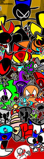 (8/13/2024) art made for man human person thingy&#39;s 3rd anniversary, featuring most of all the bosses in the series
