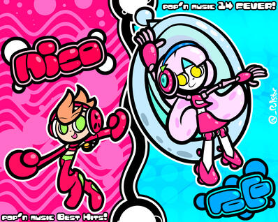 (11/14/2024) fanart of two more pop'n music characters