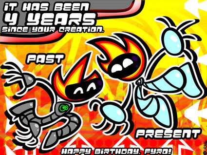 (1/7/2025) art i made for fyro&#39;s 4th bday, since i first drew him on 1/7/2021