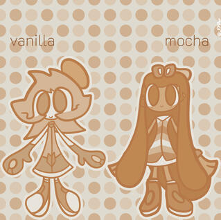 (9/6/2025) drawing i did of vanilla and mocha that only uses colors picked from an image of 7 guinea pigs