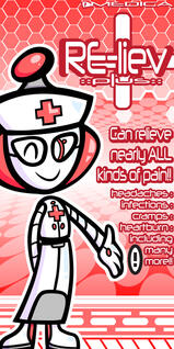 (9/29/2025) art for a school project where i had to make a pain reliever box design, and then print it out and make it an actual box